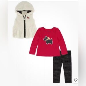 Girls Toddler Set Red & Black Dog Crewneck Long-Sleeve Top Set 4T
